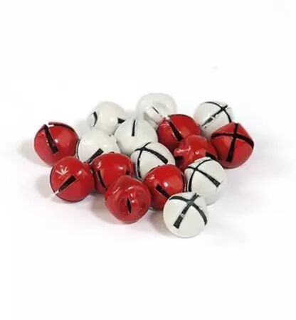 16 Grelots 8mm - rouge et blanc