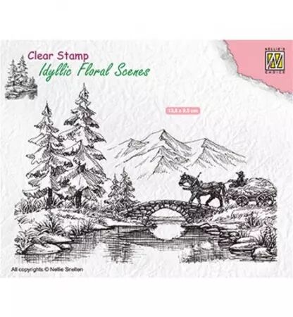 Clear stamp - Floral scenes - Horse and cart