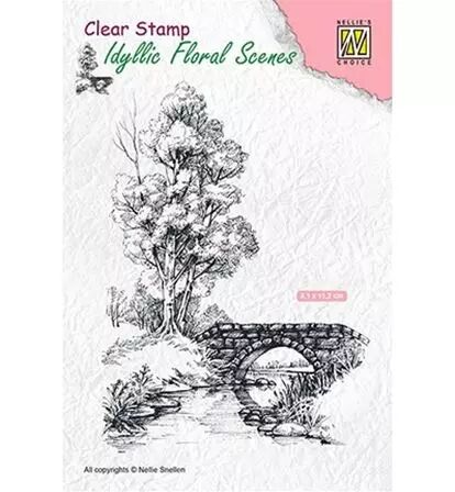 Clear stamp - Scene with stream and bridge