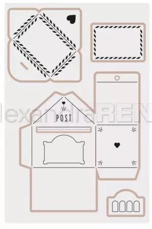 Cut Emboss Folder 3D - Letterbox with envelope - Boite aux lettres avec enveloppe