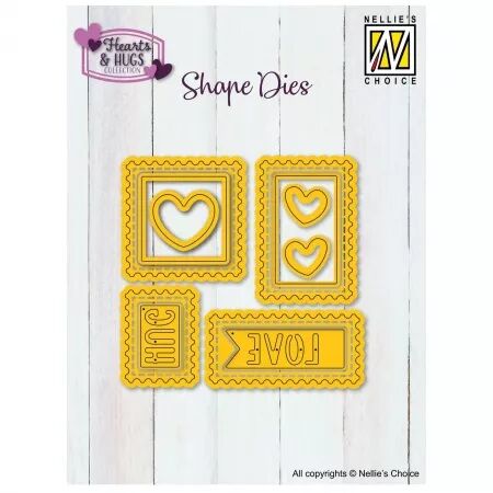 Die - Hearts&Hugs - Postal stamps with hearts