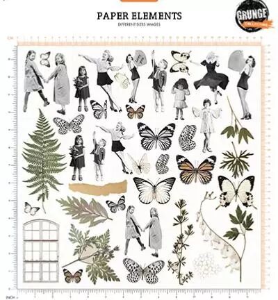 Paper elements - Grunge collection - People & botanics