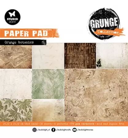 Paper Pad - Grunge collection - 20x20 - Grunge botanics