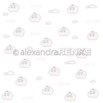 Papier - Baby - Rabbit on clouds pink