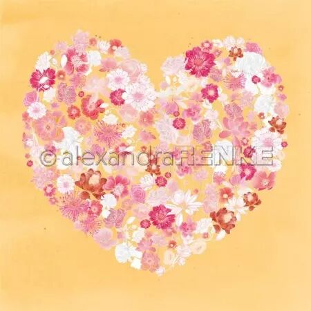 Papier - Bloomy Sweet - Floral heart on golden yellow