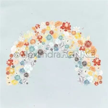 Papier - Bloomy sweet - Floral rainbow on blue