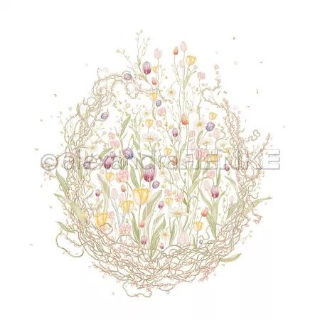 Papier - Easter flowers - Delicate willow tulip wreath