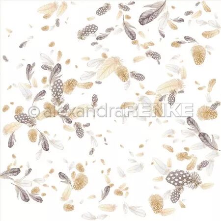 Papier - Easter flowers - Fluffy feather swirl brown-beige