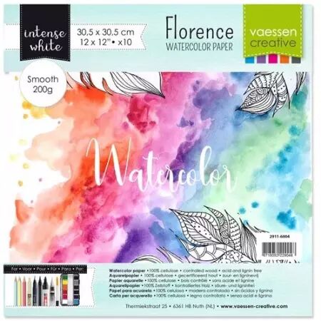 Papier Aquarelle 30x30 Lisse  - 200g - Blanc - 10 feuilles