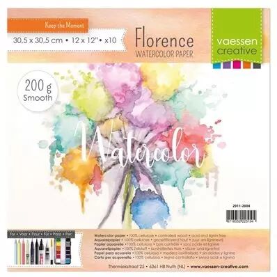 Papier Aquarelle 30x30 Lisse - 200g - Blanc cassé - 10 feuilles