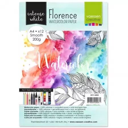 Papier Aquarelle A4 Lisse  - 200g - Blanc - 12 feuilles