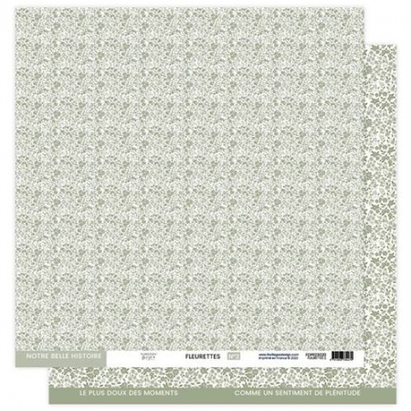 Papier fleurettes - A petits pas - 02 - Vert sauge