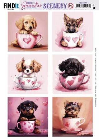 Papier Push out - Berrie\'s Beauties - Puppy in cup - Square