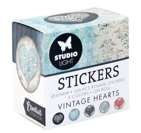 Stickers on Roll - Vintage Hearts