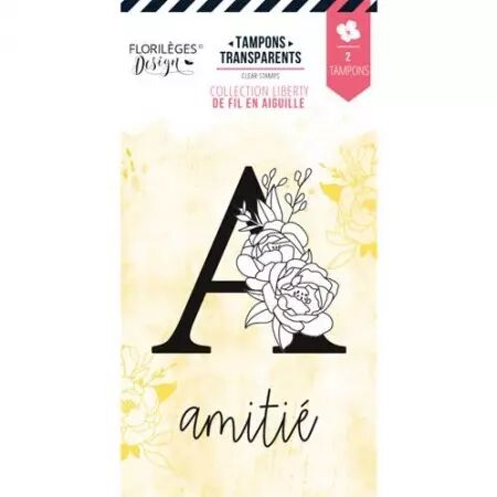 Tampon - De fil en aiguille - Lettre A fleurie - amitié