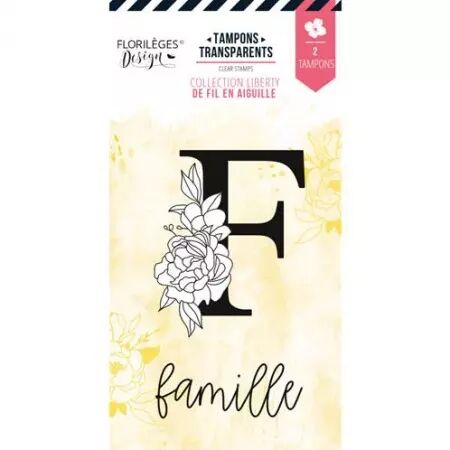 Tampon - De fil en aiguille - Lettre F fleurie - famille