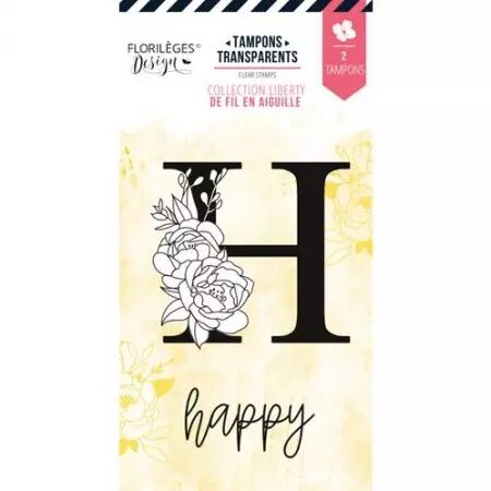 Tampon - De fil en aiguille - Lettre H fleurie - happy