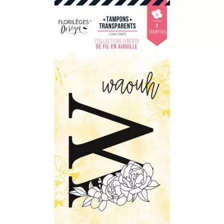 Tampon - De fil en aiguille - Lettre W fleurie - waouh