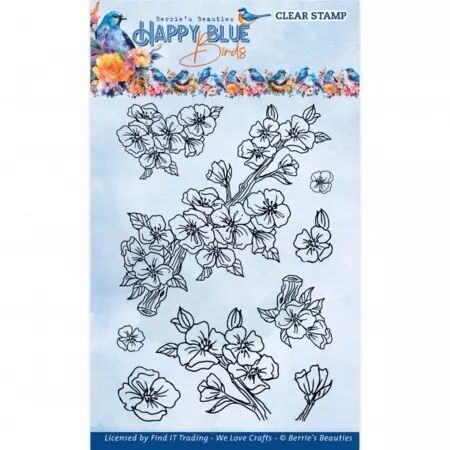 Tampon - Happy blue Birds - Floral branch